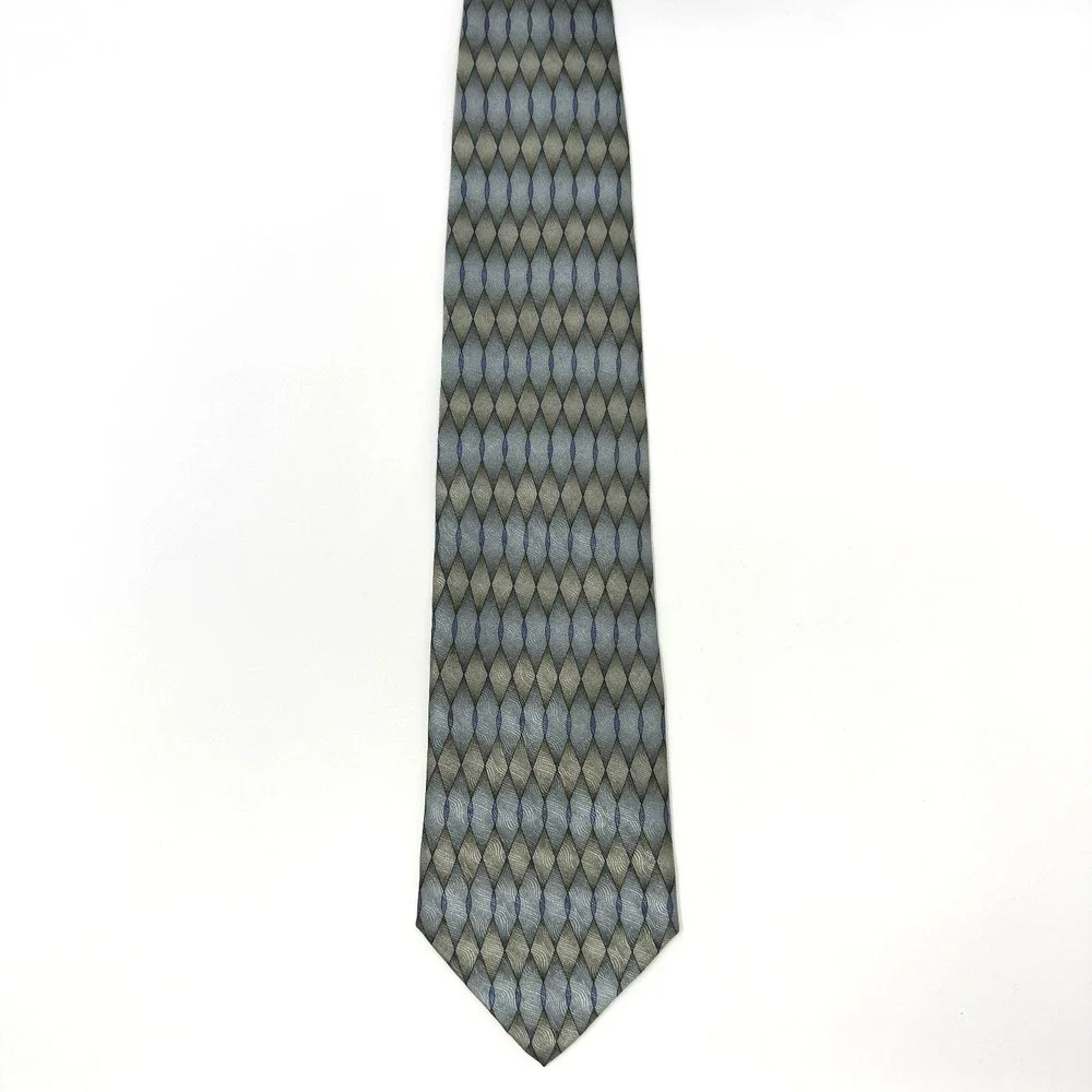 GRATEFUL DEAD Vintage 1996 Feedback Seventeenth Set Silk Tie Blue Gray Geometric